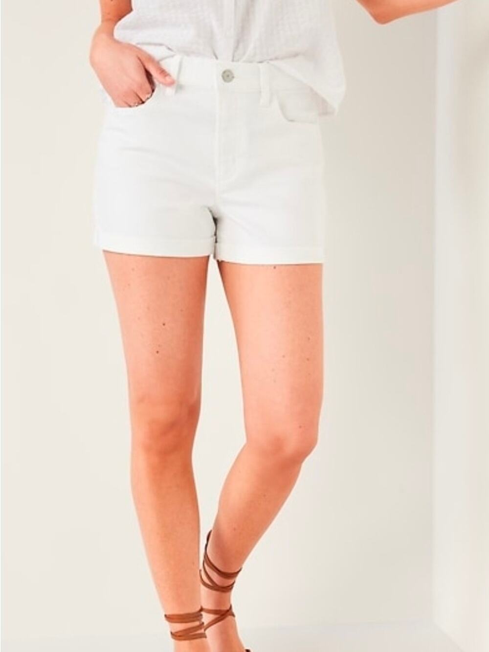 OLD NAVY White High-Rise OG Straight 3" Inseam Shorts 14